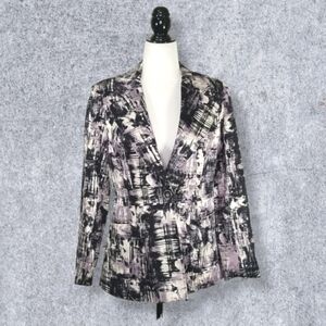 Amanda Women's Jacket All Over Pattern Single Button Size S/M Padded Shoulders